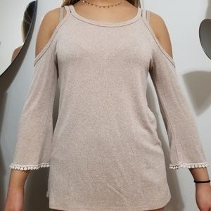 Forever 21 Off-The-Shoulder Blush/Beige Top